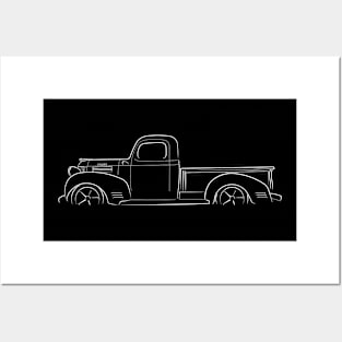 front/profile - 1941 Dodge Pickup - stencil, white Posters and Art